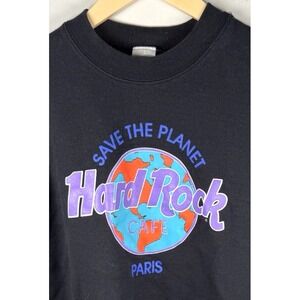 Vintage 90s Hard Rock Cafe Paris‎ France XL Black Retro Crewneck Sweatshirt